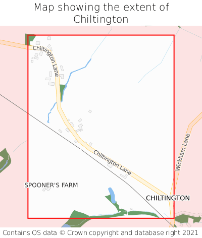 Map showing extent of Chiltington as bounding box