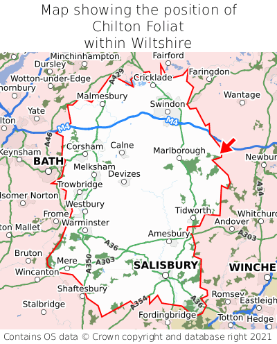 Map showing location of Chilton Foliat within Wiltshire