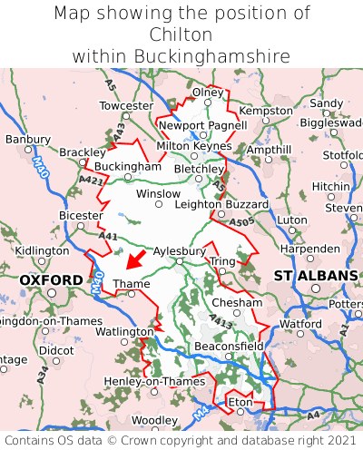 Map showing location of Chilton within Buckinghamshire