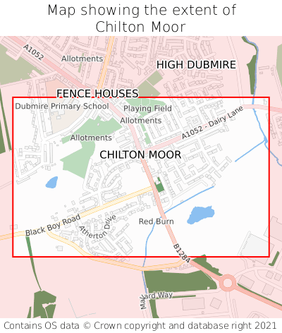 Map showing extent of Chilton Moor as bounding box