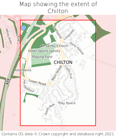 Map showing extent of Chilton as bounding box