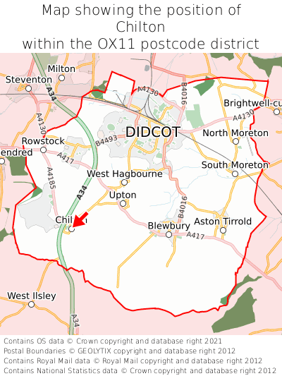 Map showing location of Chilton within OX11