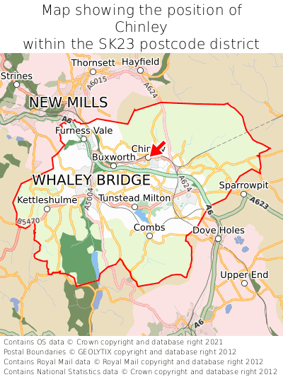 Map showing location of Chinley within SK23