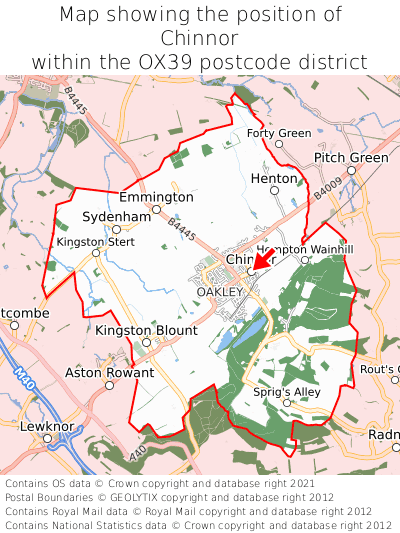 Map showing location of Chinnor within OX39