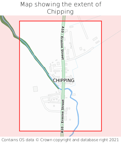 Map showing extent of Chipping as bounding box