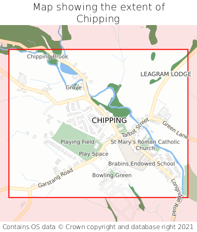 Map showing extent of Chipping as bounding box