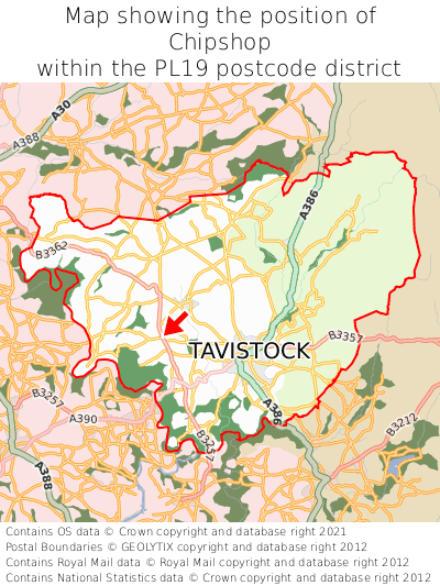 Map showing location of Chipshop within PL19