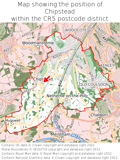 Map showing location of Chipstead within CR5