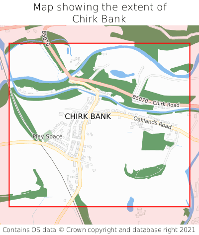 Map showing extent of Chirk Bank as bounding box