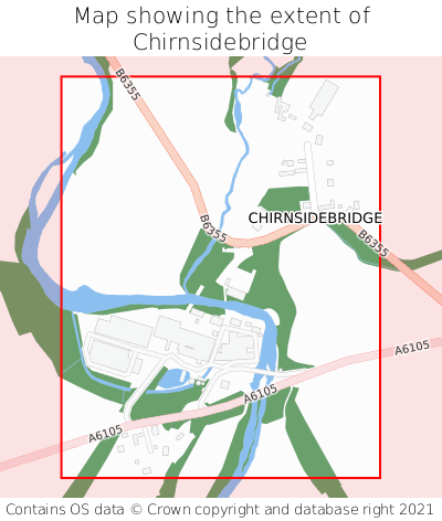 Map showing extent of Chirnsidebridge as bounding box