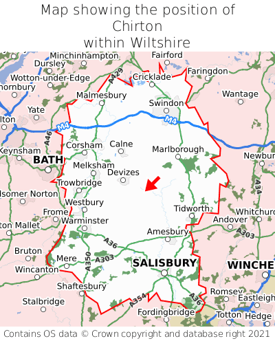 Map showing location of Chirton within Wiltshire