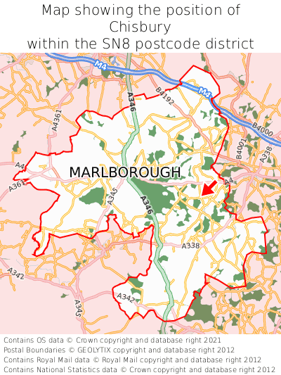Map showing location of Chisbury within SN8