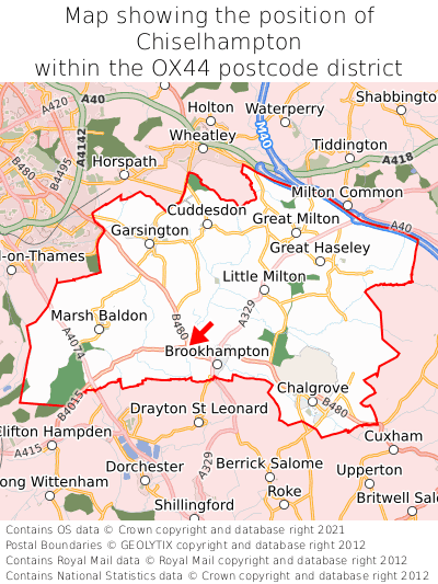 Map showing location of Chiselhampton within OX44