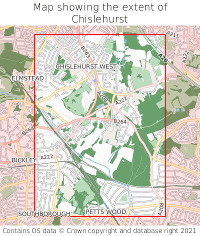 Map showing extent of Chislehurst as bounding box