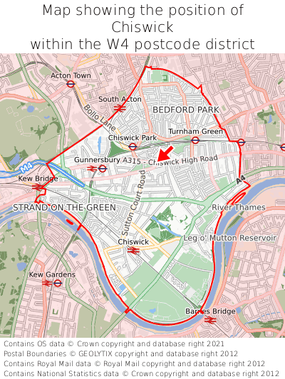 Map showing location of Chiswick within W4
