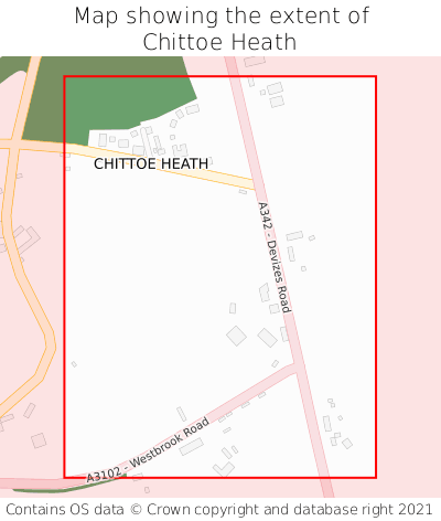 Map showing extent of Chittoe Heath as bounding box