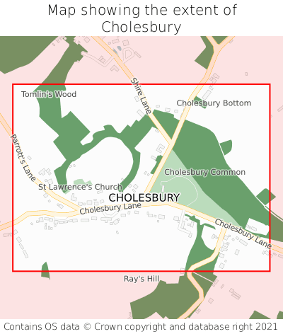 Map showing extent of Cholesbury as bounding box