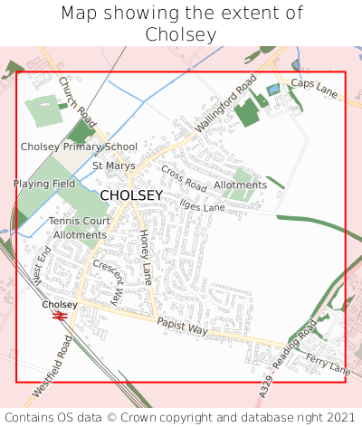 Map showing extent of Cholsey as bounding box