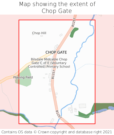 Map showing extent of Chop Gate as bounding box