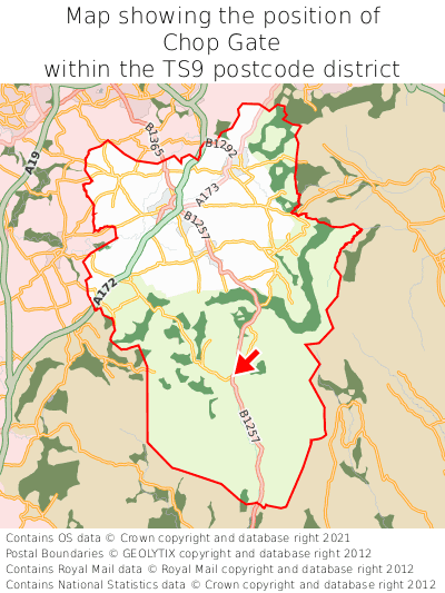 Map showing location of Chop Gate within TS9