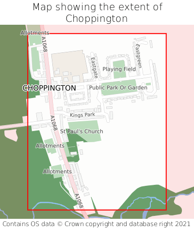 Map showing extent of Choppington as bounding box