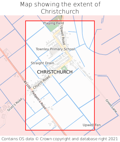 Map showing extent of Christchurch as bounding box