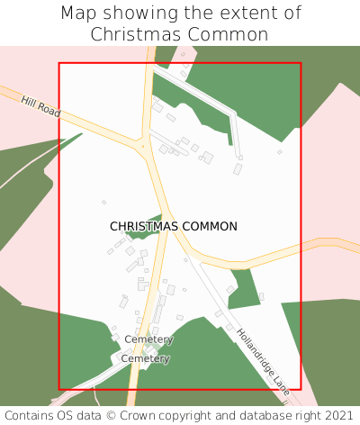 Map showing extent of Christmas Common as bounding box