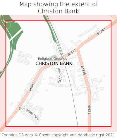 Map showing extent of Christon Bank as bounding box