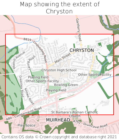 Map showing extent of Chryston as bounding box