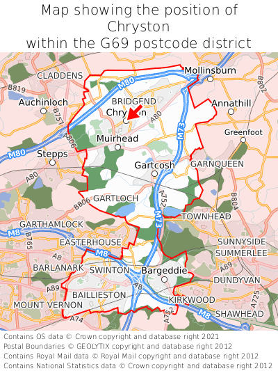 Map showing location of Chryston within G69