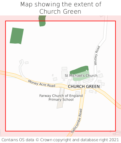 Map showing extent of Church Green as bounding box