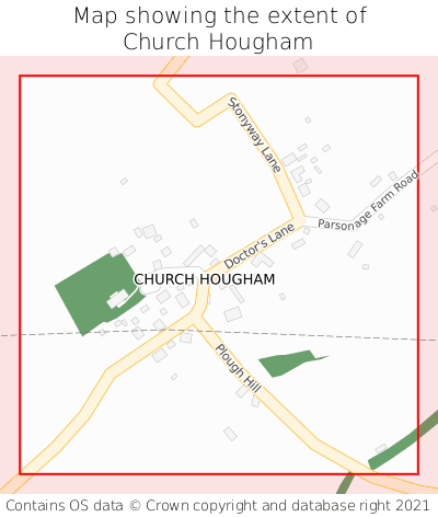 Map showing extent of Church Hougham as bounding box