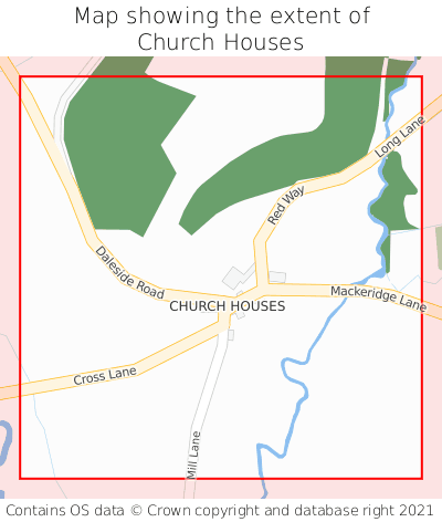 Map showing extent of Church Houses as bounding box