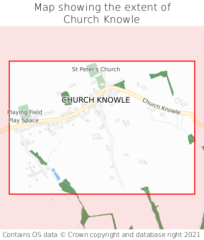 Map showing extent of Church Knowle as bounding box