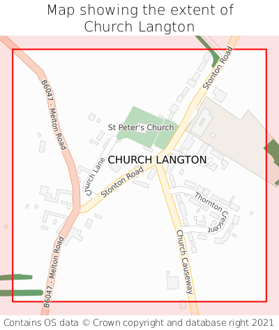Map showing extent of Church Langton as bounding box