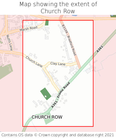 Map showing extent of Church Row as bounding box