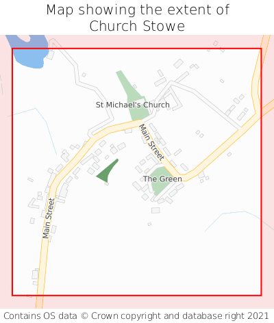 Map showing extent of Church Stowe as bounding box