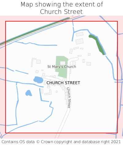 Map showing extent of Church Street as bounding box