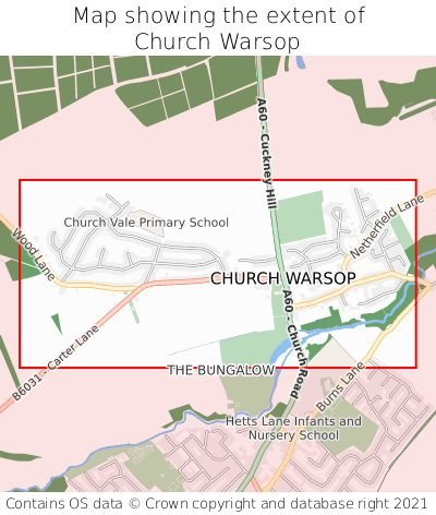 Map showing extent of Church Warsop as bounding box