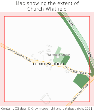 Map showing extent of Church Whitfield as bounding box
