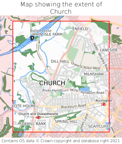 Map showing extent of Church as bounding box
