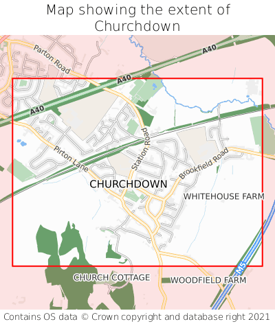 Map showing extent of Churchdown as bounding box