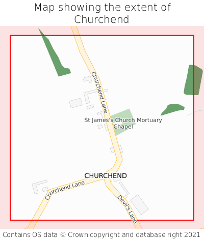Map showing extent of Churchend as bounding box