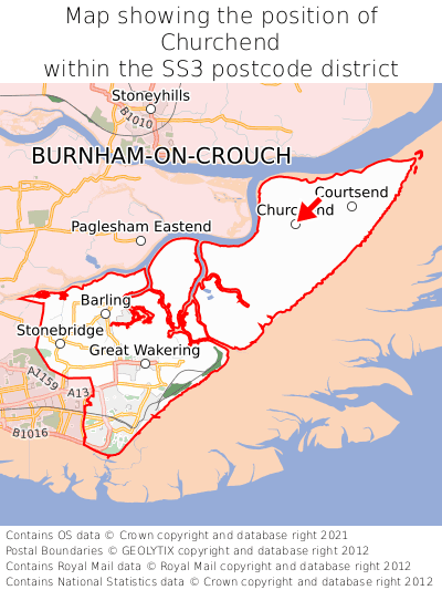 Map showing location of Churchend within SS3