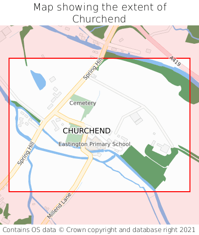 Map showing extent of Churchend as bounding box