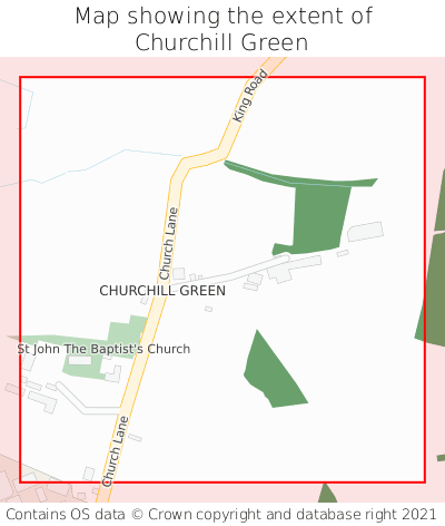 Map showing extent of Churchill Green as bounding box