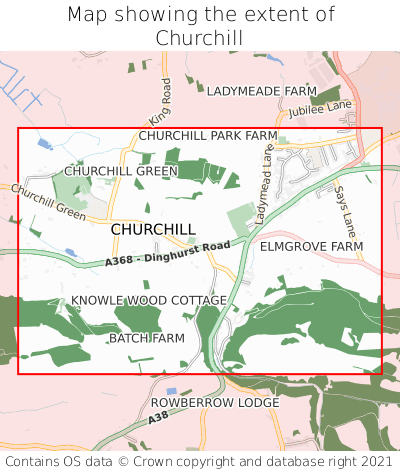 Map showing extent of Churchill as bounding box