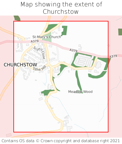Map showing extent of Churchstow as bounding box