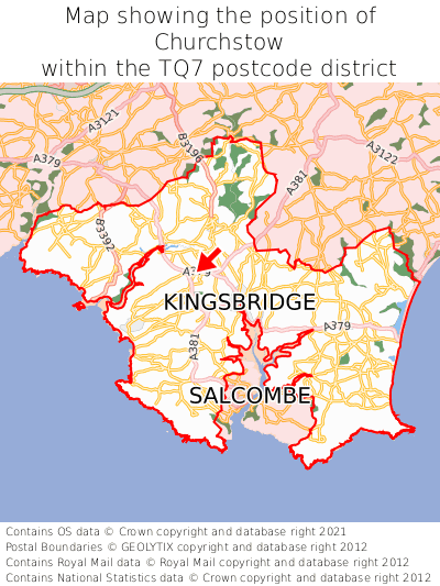 Map showing location of Churchstow within TQ7