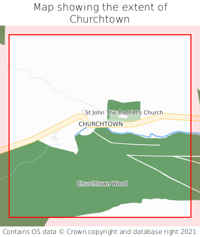 Map showing extent of Churchtown as bounding box